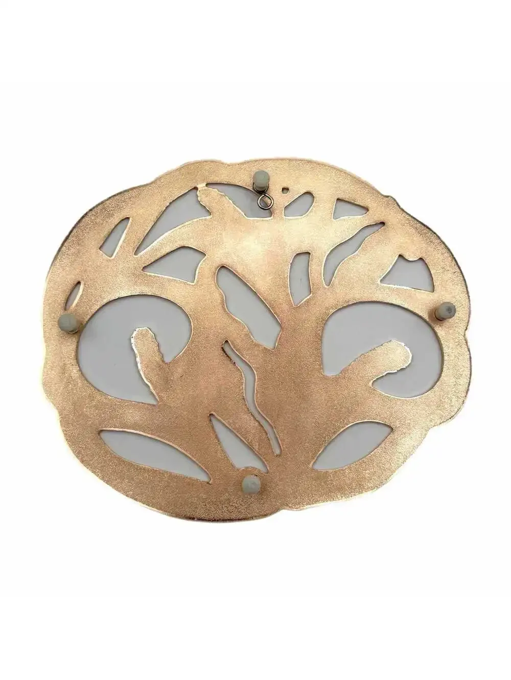 Vintage Wm. A. Rogers Calla Lily Trivet – Gold Tone Metal – White Enamel